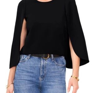 Elegant Black Women's cape sleeve top